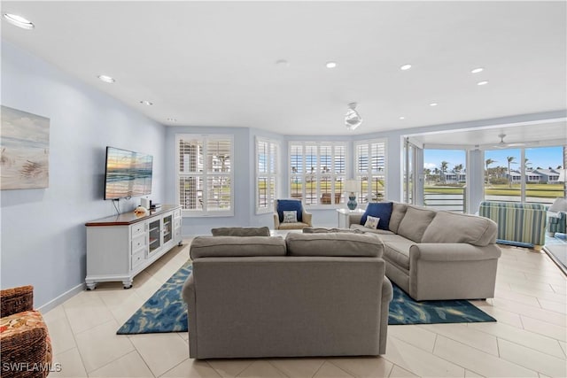 view of tiled living room