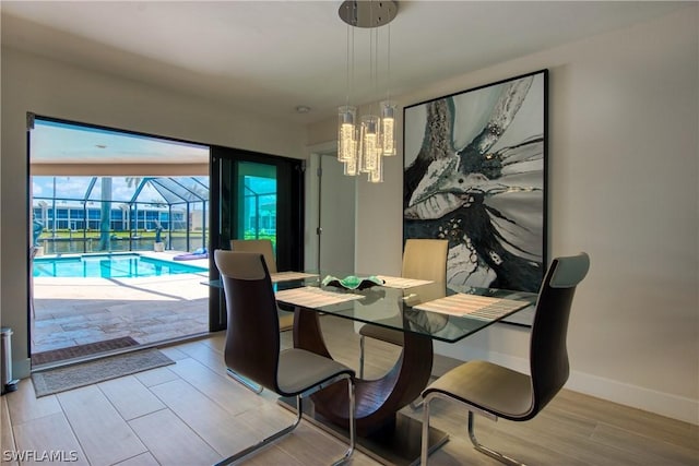 dining room with an inviting chandelier