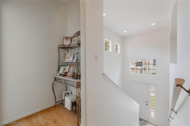 interior space with light hardwood / wood-style flooring