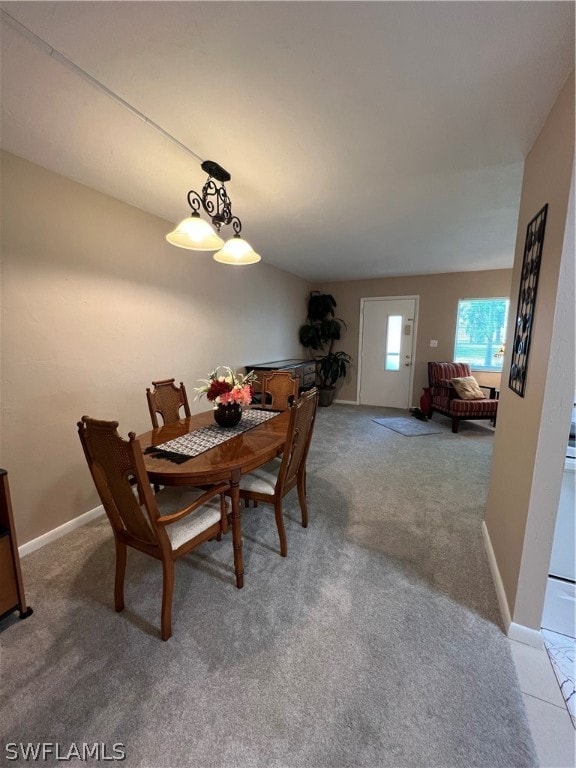 dining space with carpet