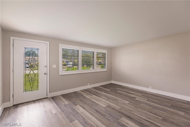 interior space with hardwood / wood-style flooring