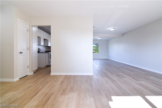 empty room with light hardwood / wood-style flooring