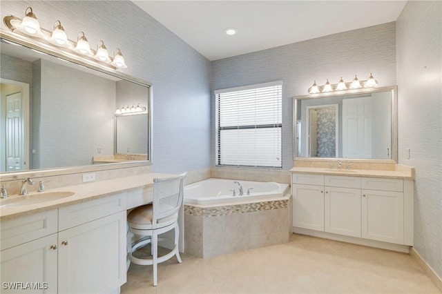 11643 Meadowrun Cir, Fort Myers, FL 33913 - full bathroom with tile patterned floors, a bath, and two vanities
