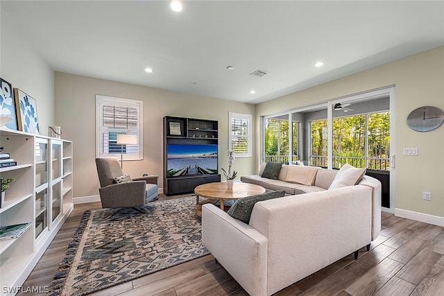 living room featuring hardwood / wood-style floors