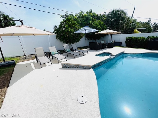 view of pool featuring a patio area