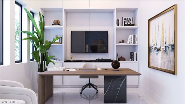 office area with built in features