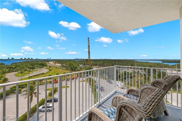 balcony with a water view