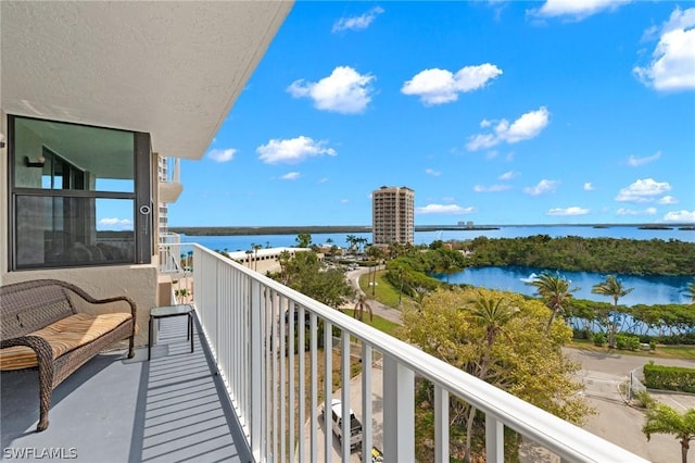 balcony with a water view