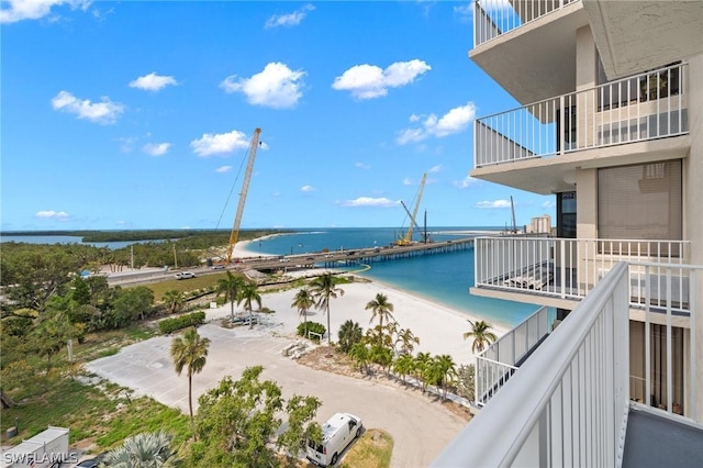 view of water feature with a view of the beach