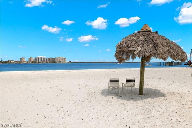 water view with a view of the beach