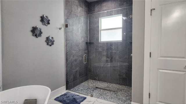 bathroom with independent shower and bath