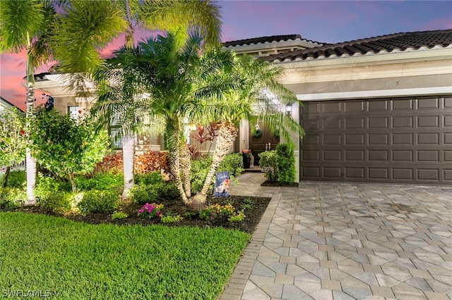 exterior space with a garage