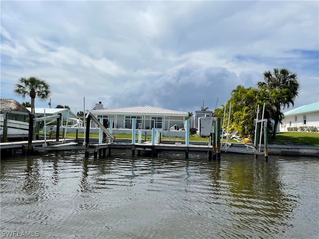 view of dock featuring a water view