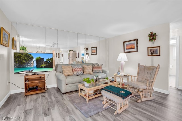 living room featuring wood-type flooring