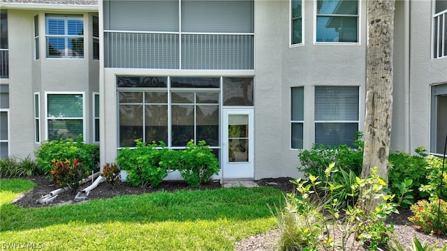 property entrance featuring a yard