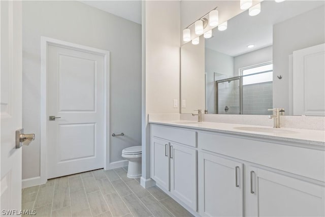 2206 NW 17th Pl, Cape Coral, FL 33993 - full bathroom with toilet, baseboards, a stall shower, and a sink
