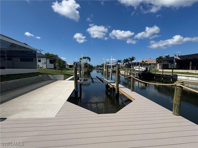 view of dock featuring a water view