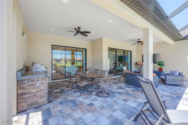 view of patio featuring an outdoor hangout area and area for grilling