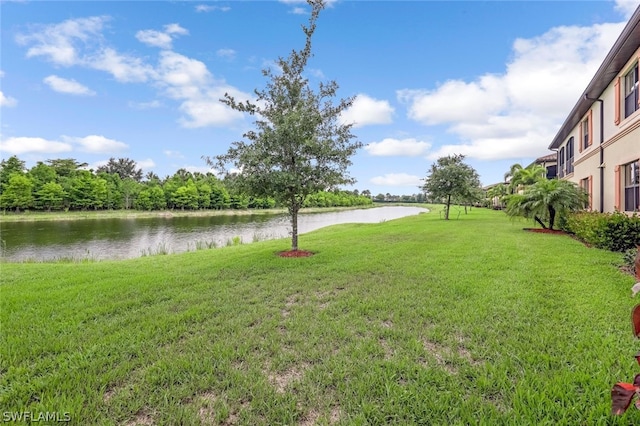 view of yard featuring a water view