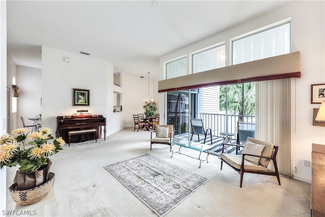 living room with carpet