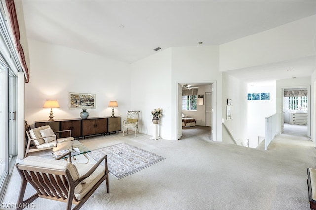 living room with carpet flooring