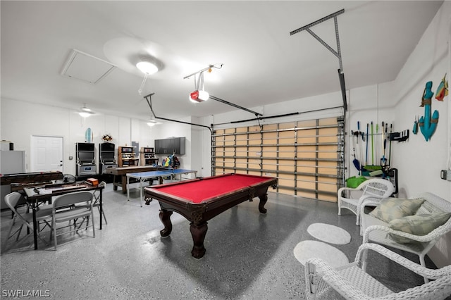 playroom featuring billiards