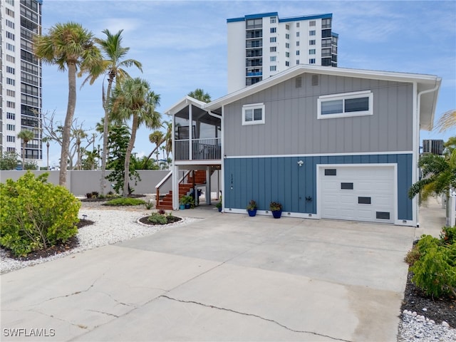 exterior space featuring a garage