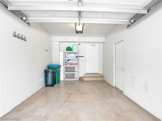 garage with a garage door opener