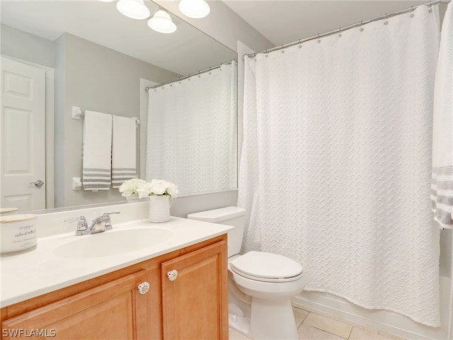 bathroom featuring tile patterned floors, vanity, and toilet