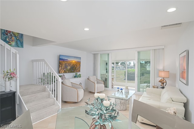 view of tiled living room