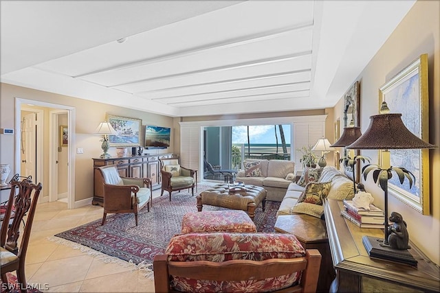 view of tiled living room