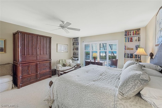 bedroom with carpet floors and ceiling fan