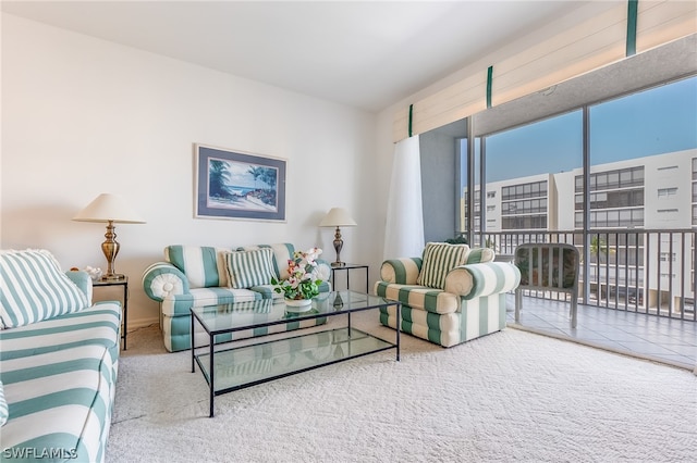 living room with carpet flooring