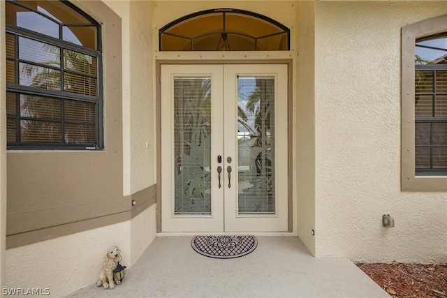 property entrance with french doors