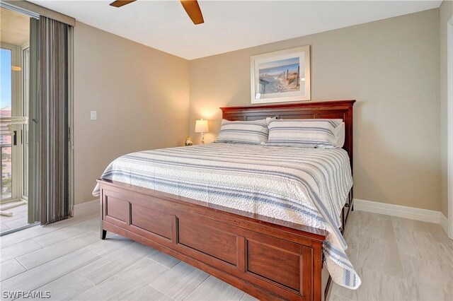 bedroom featuring ceiling fan