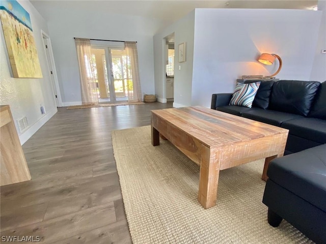 living room featuring hardwood / wood-style flooring