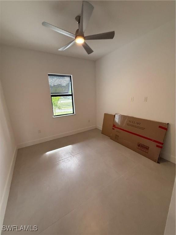 unfurnished room with ceiling fan