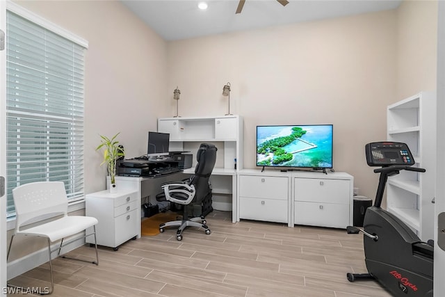 office area featuring ceiling fan