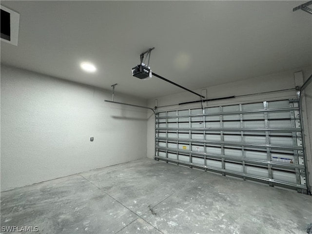 garage with a garage door opener