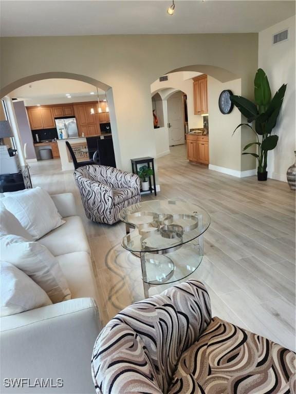 living room featuring light hardwood / wood-style flooring