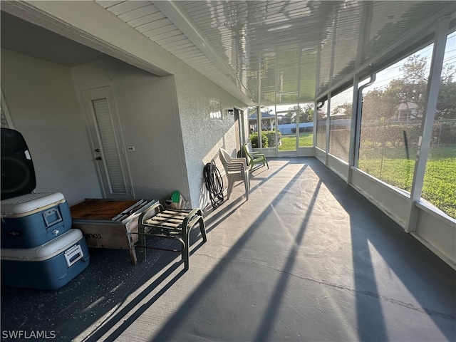 view of unfurnished sunroom