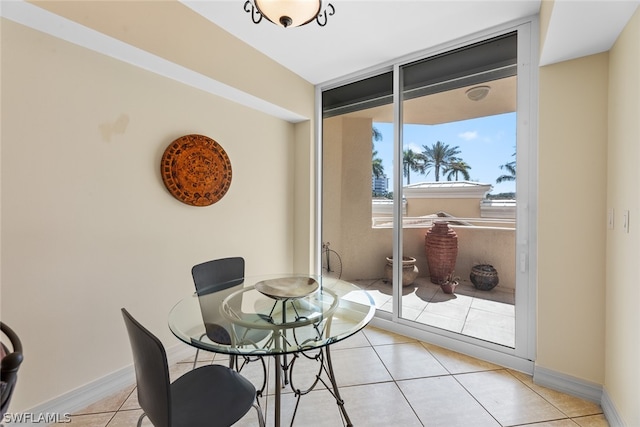 view of tiled dining space