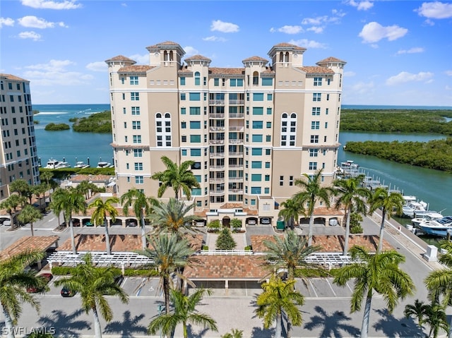 view of property with a water view