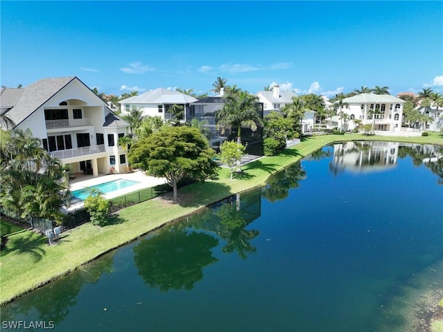 exterior space featuring a water view