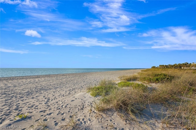 view of water feature featuring a beach view