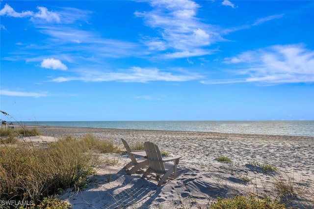 property view of water with a beach view