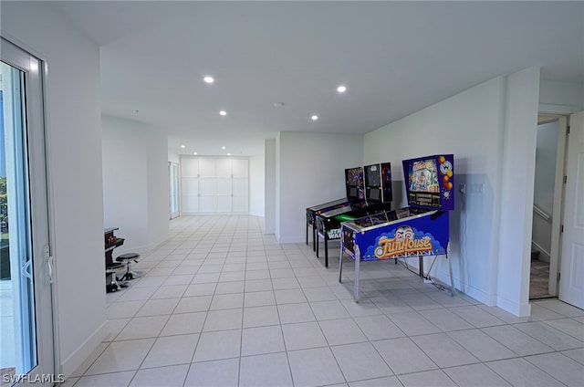 interior space featuring light tile floors