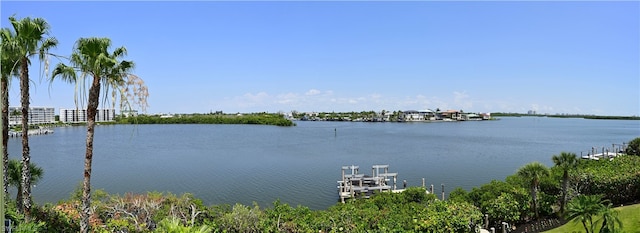 view of water feature featuring a boat dock