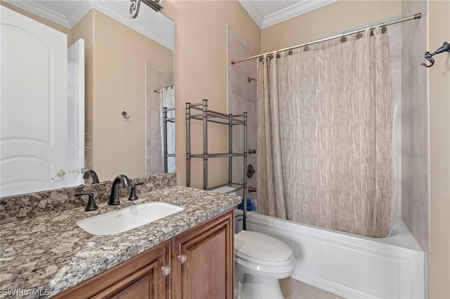 15401 Old Wedgewood Ct, Fort Myers, FL 33908 - full bathroom featuring crown molding, vanity, toilet, and shower / bath combo