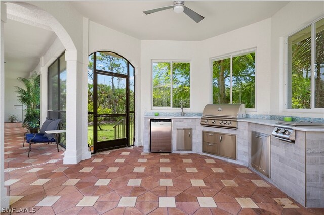 15401 Old Wedgewood Ct, Fort Myers, FL 33908 - unfurnished sunroom featuring sink and ceiling fan